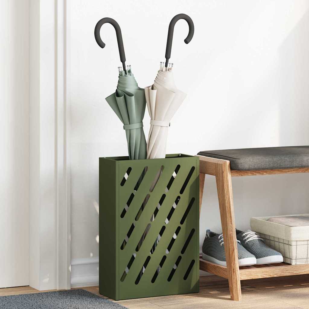 Vidaxl paraplu standaard olijfgroen 28 x 12 x 41 cm staal