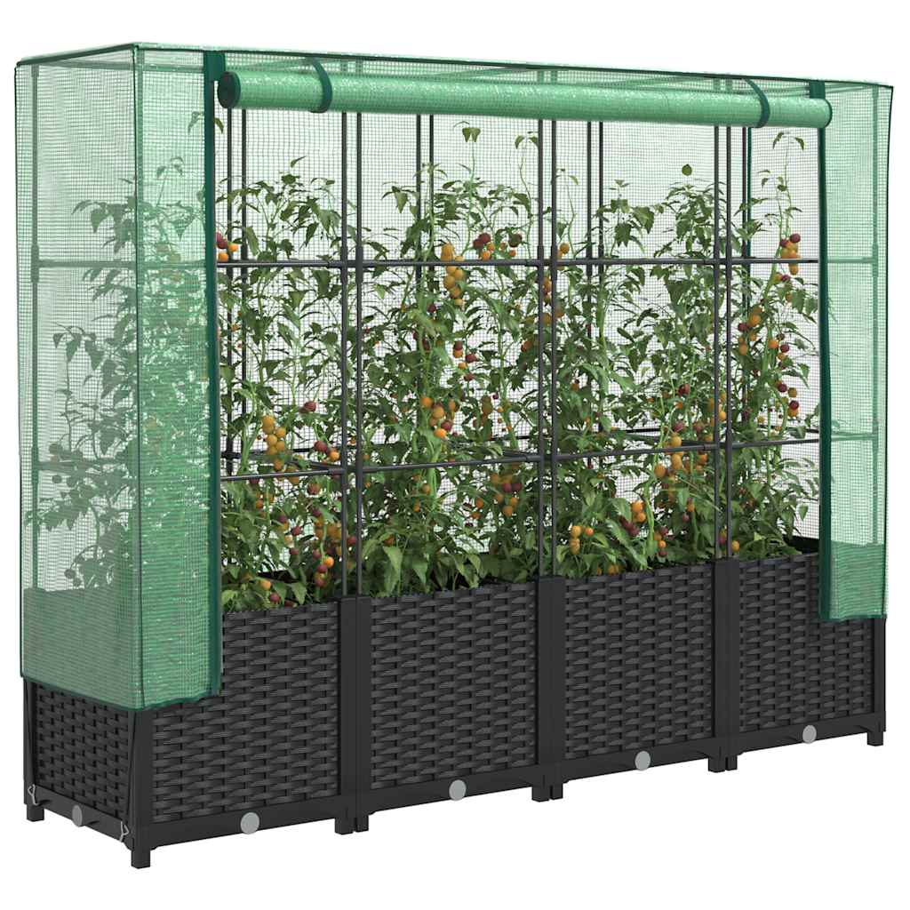 Vidaxl verhoogde plantenbak met kashoes rotanlook 160x40x138 cm