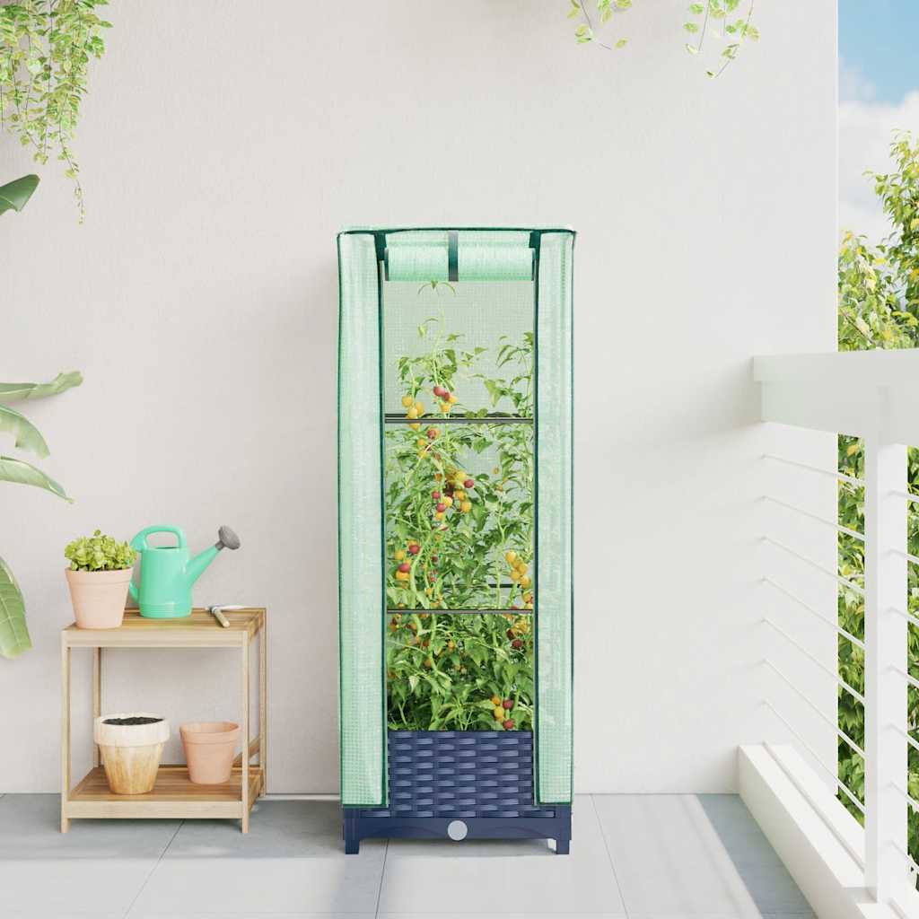 VidaXL Hochbeet mit Gewächshausabdeckung 40x40x123 cm, Rattanoptik