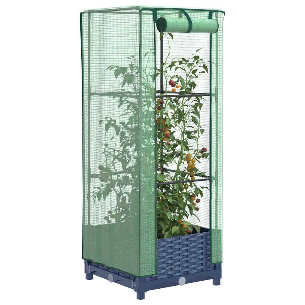 VidaXL Hochbeet mit Gewächshausabdeckung 40x40x123 cm, Rattanoptik