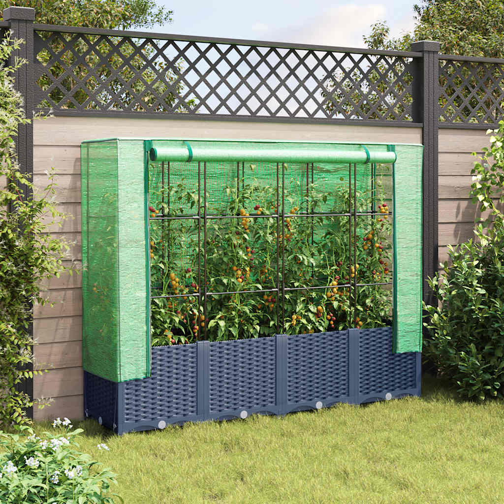 Vidaxl verhoogde plantenbak met kashoes rotanlook 160x40x138 cm