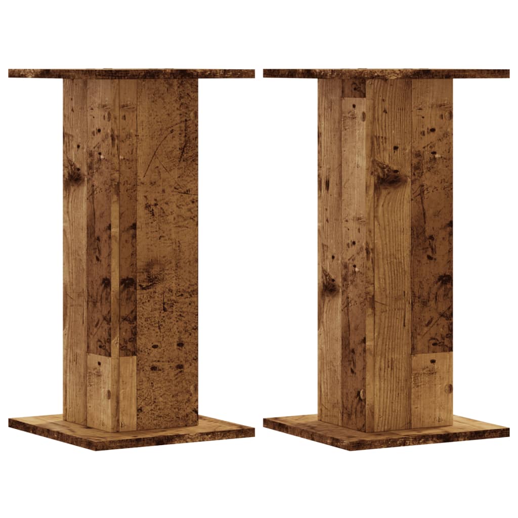 Vidaxl plantenstandaards 2 st 30x30x60 cm bewerkt hout oud houtkleurig