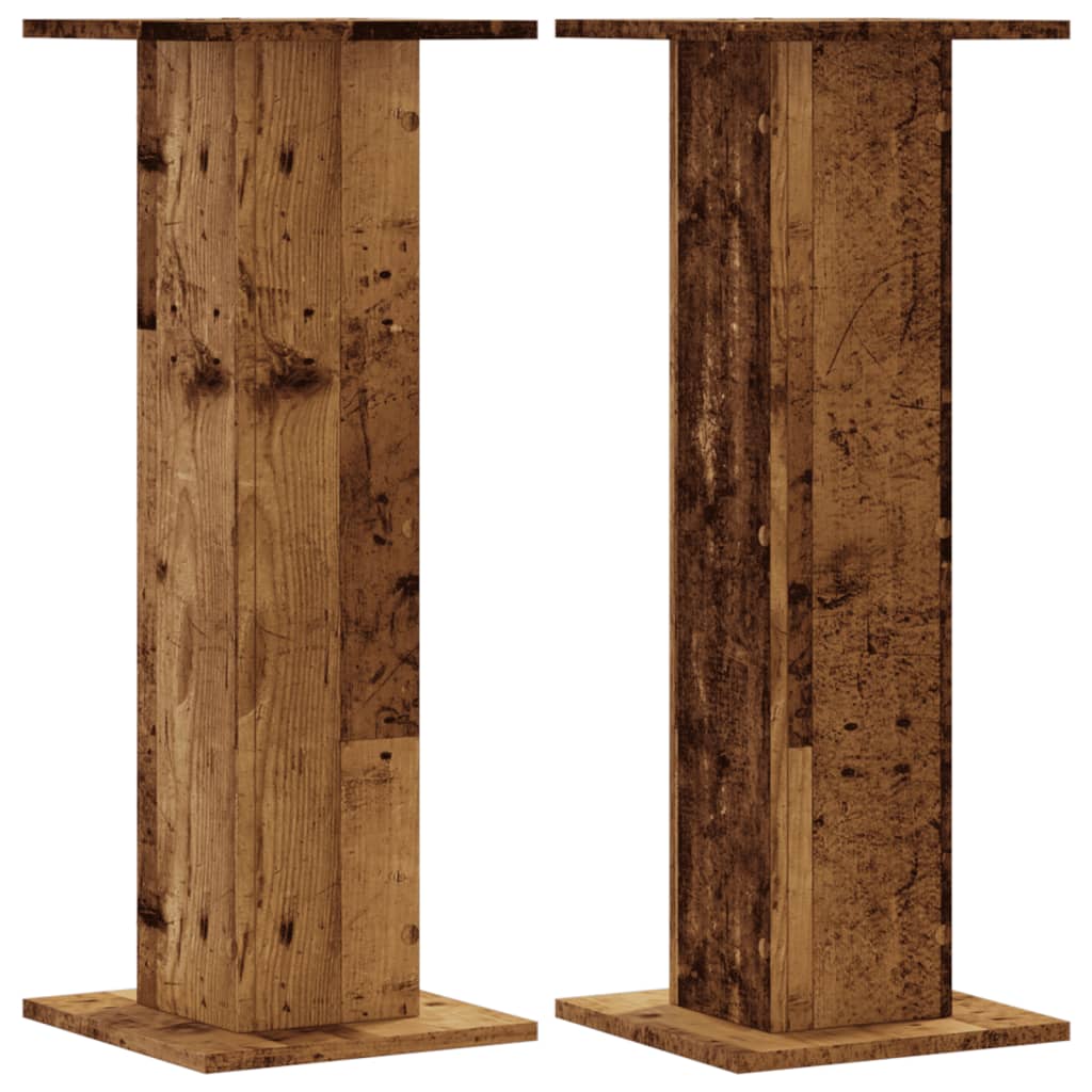 Vidaxl plantenstandaards 2 st 30x30x80 cm bewerkt hout oud houtkleurig