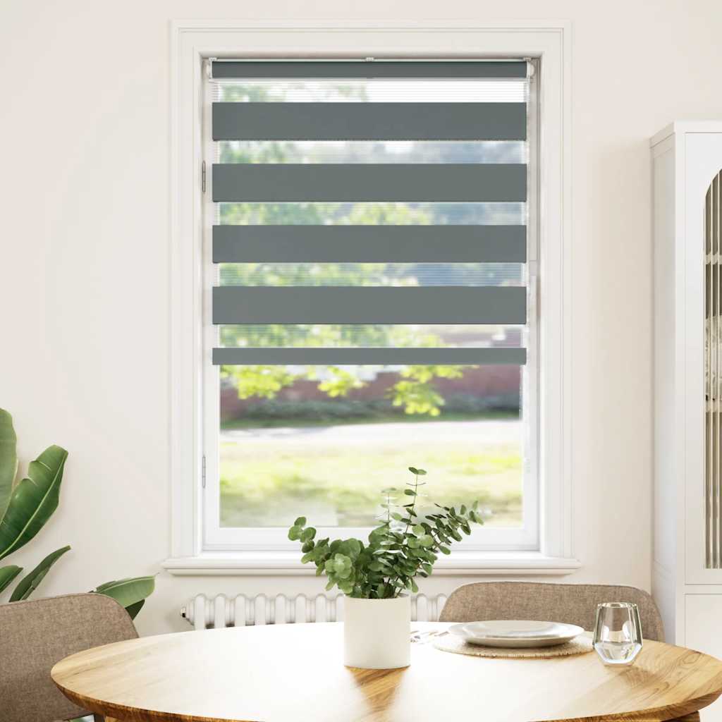 VidaXL Zebra-Rollo 80 x 100 cm, Stoffbreite 75,9 cm, dunkelgrau