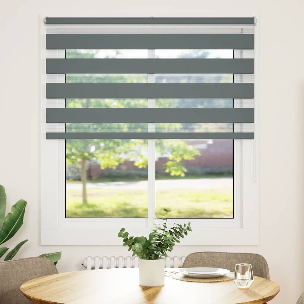 VidaXL Zebra-Rollo 125 x 100 cm, Stoffbreite 120,9 cm, dunkelgrau