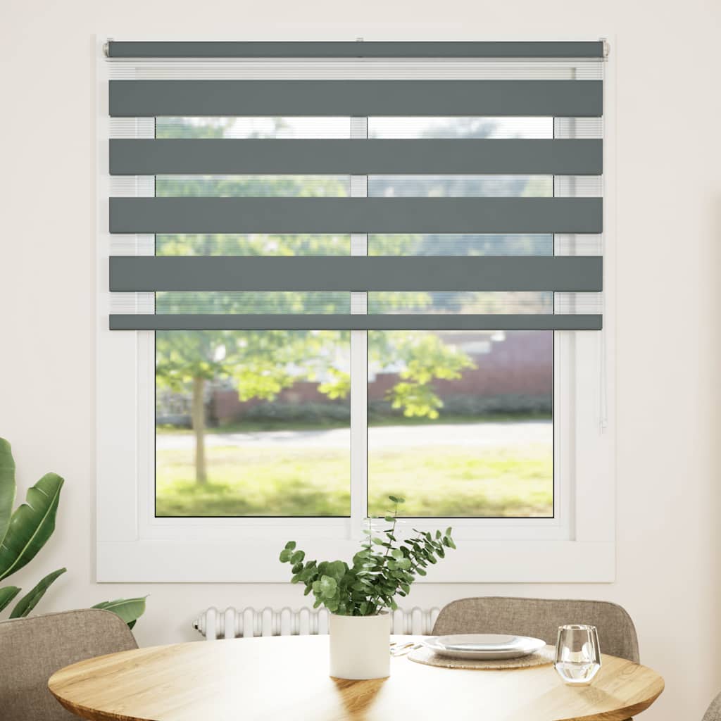 Vidaxl zebra rolgordijn 125x150 cm stofbreedte 120,9 cm donkergrijs