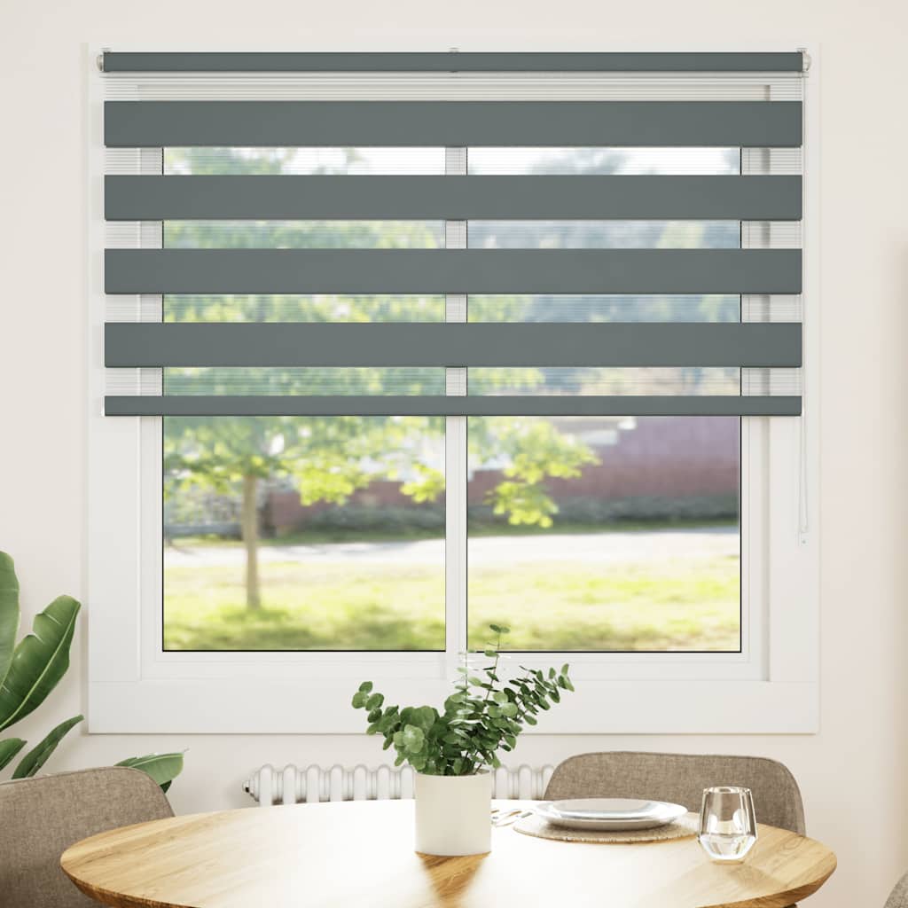 Vidaxl zebra rolgordijn 145x150 cm stofbreedte 140,9 cm donkergrijs