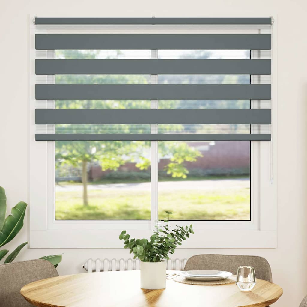 Vidaxl zebra rolgordijn 150x150 cm stofbreedte 145,9 cm donkergrijs