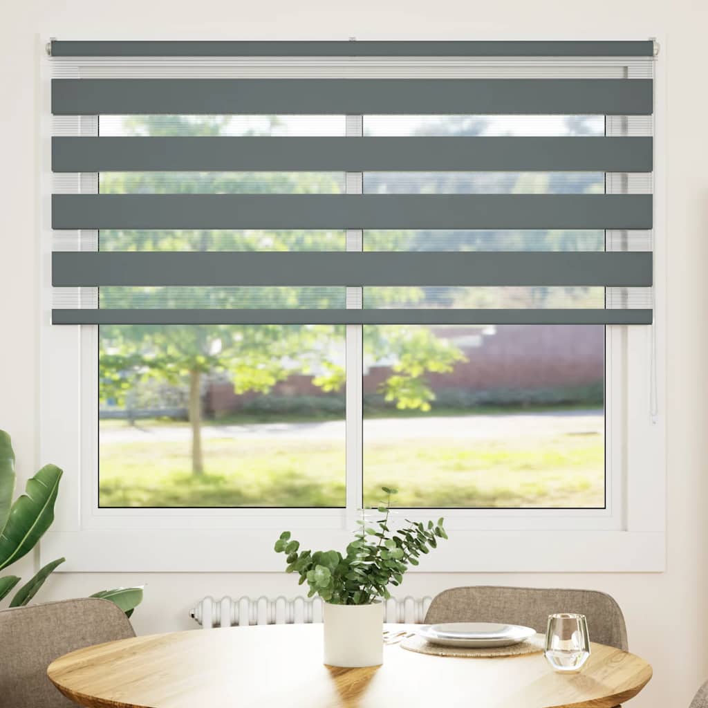 Vidaxl zebra rolgordijn 155x150 cm stofbreedte 150,9 cm donkergrijs