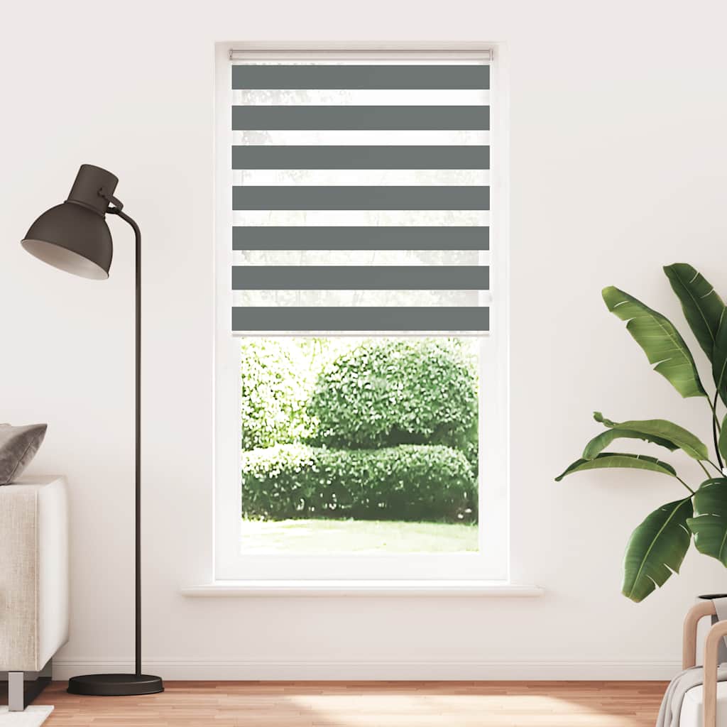 Vidaxl zebra rolgordijn 100x200 cm stofbreedte 95,9 cm donkergrijs