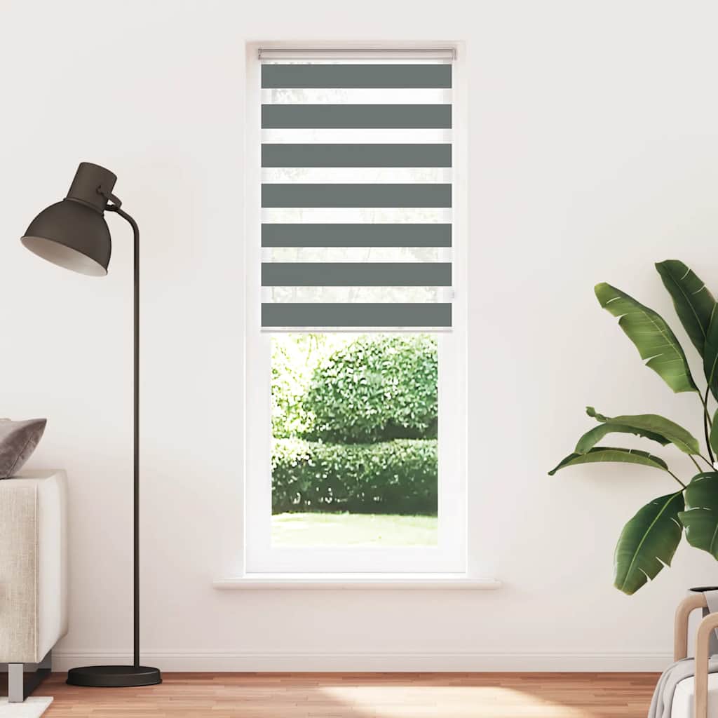 Vidaxl zebra rolgordijn 80x230 cm stofbreedte 75,9 cm donkergrijs