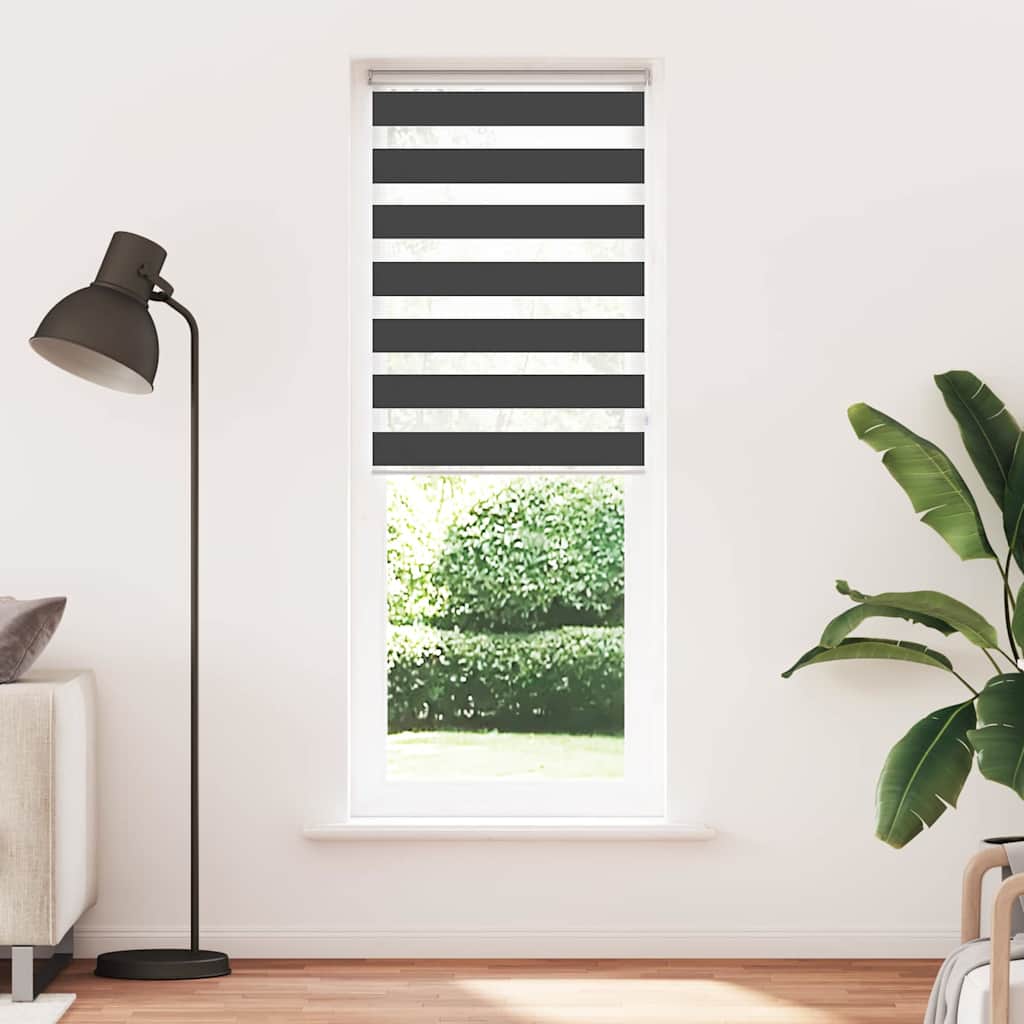 Vidaxl zebra rolgordijn 75x230 cm stofbreedte 70,9 cm zwart