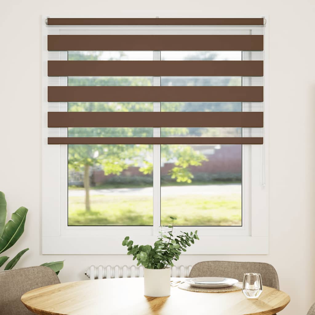 VidaXL Zebra-Rollo 130 x 150 cm, Staubbreite 125,9 cm, Polyester, Braun