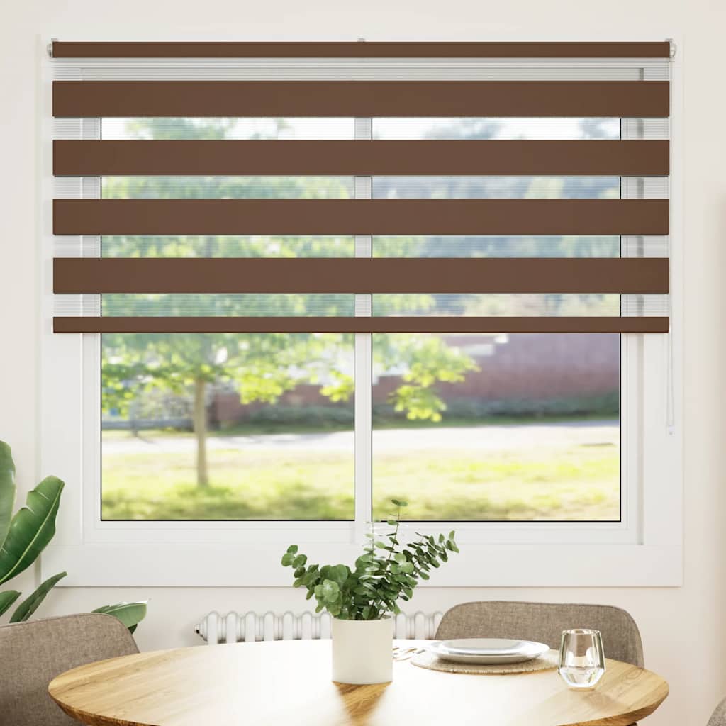 VidaXL Zebra-Rollo, 155 x 150 cm, Stoffbreite 150,9 cm, Polyester, braun