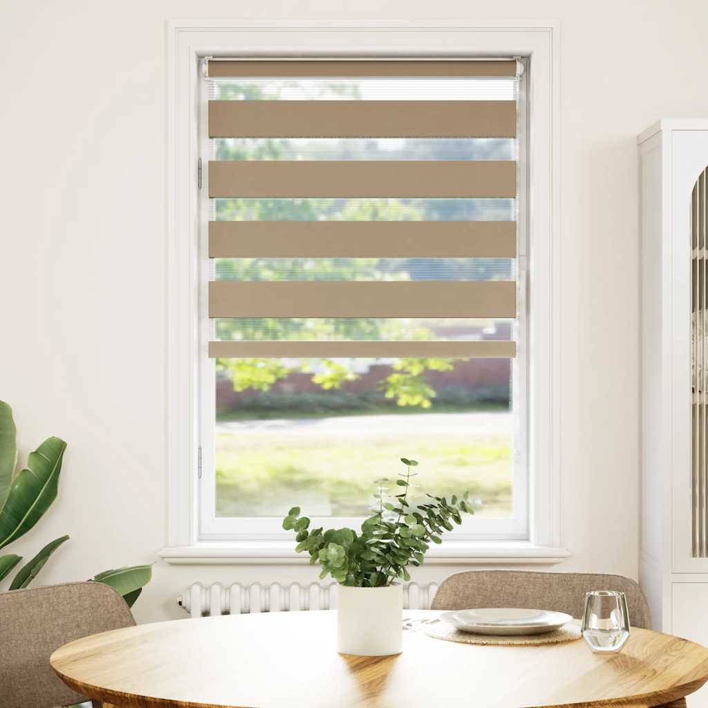 Vidaxl zebra blind 85x100 cm stofbreedte 80,9 cm polyester zandbruin