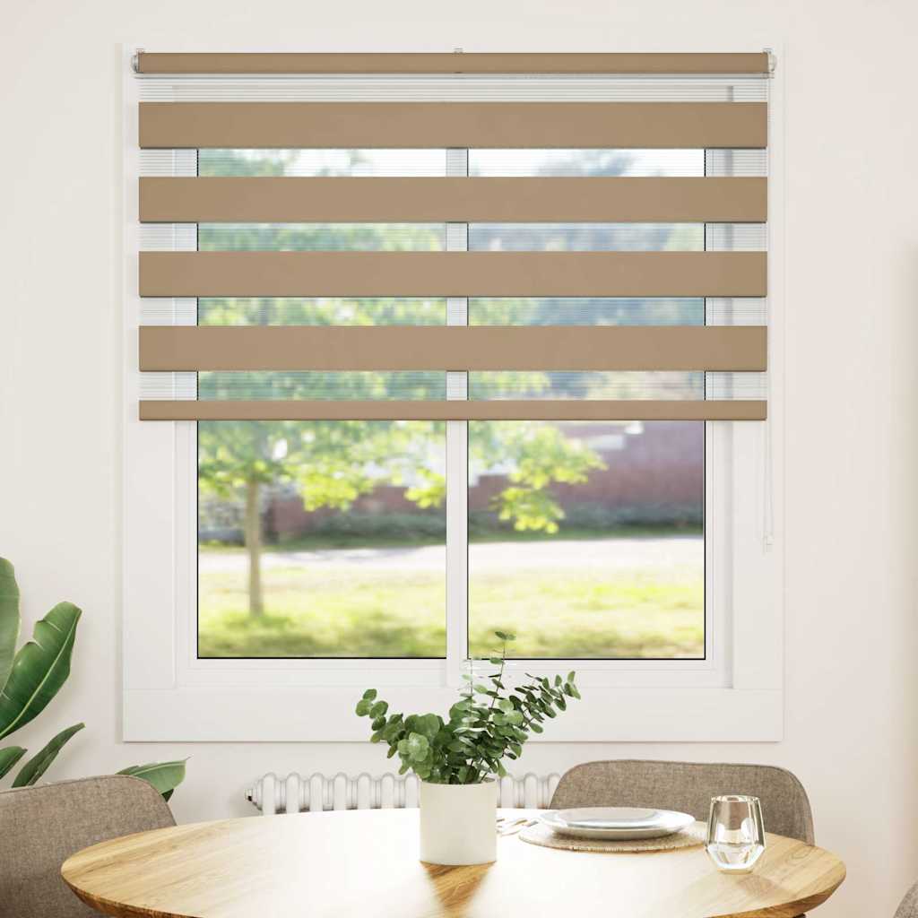 Vidaxl zebra blind 125x150 cm stofbreedte 120,9 cm polyester zandbruin