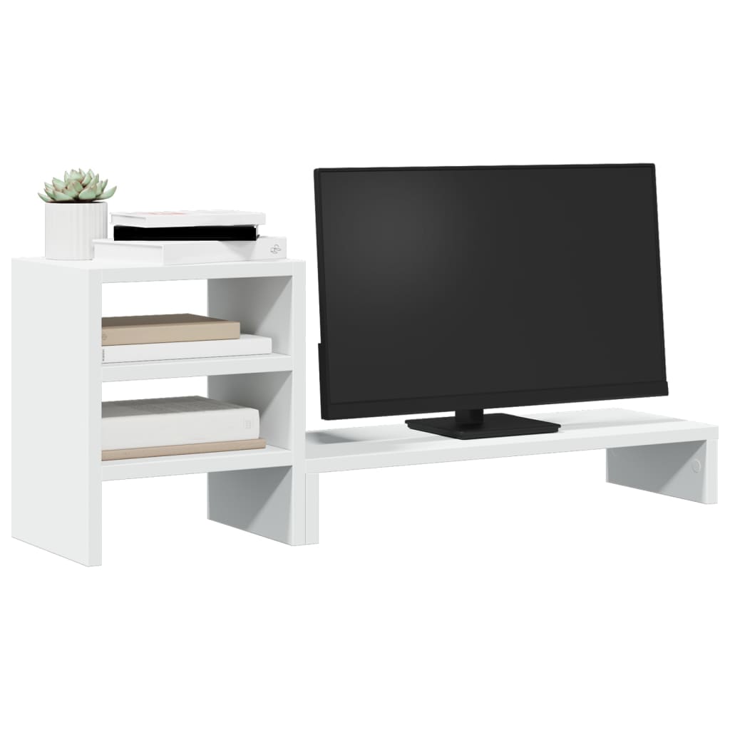 VidaXL Monitorständer mit Schreibtischablage, Holzoptik, Weiß