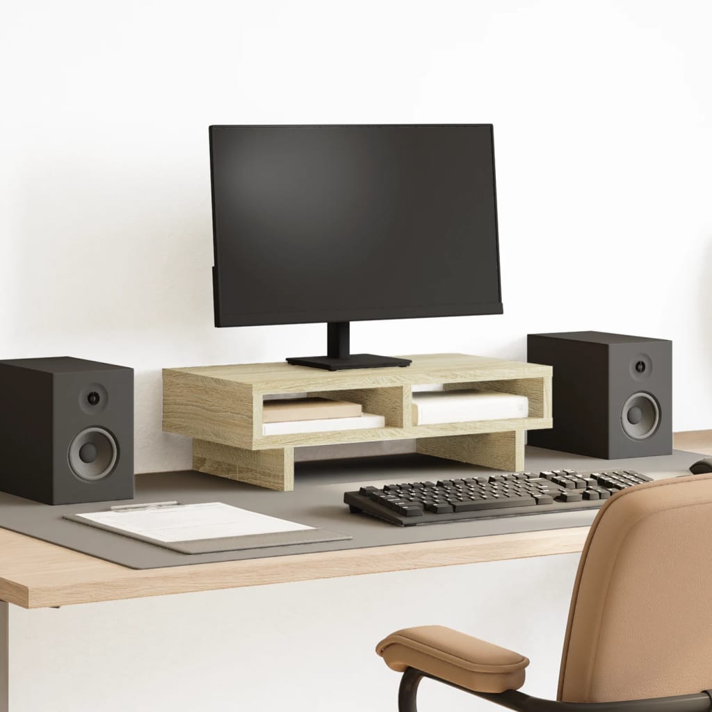 VidaXL Monitorständer 50x27x15 cm, verarbeitetes Holz, Farbe Sonoma-Eiche