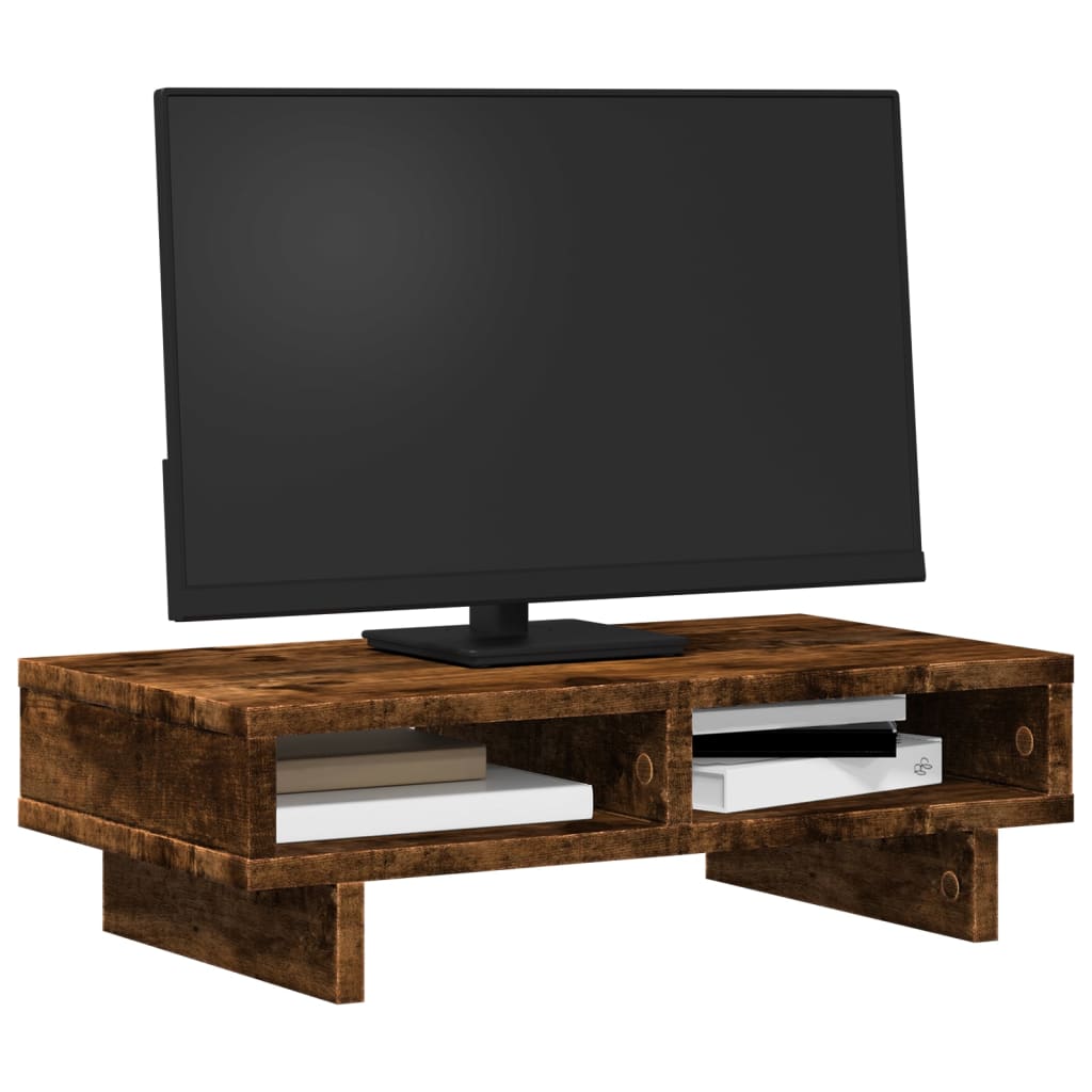 VidaXL Monitorständer 50x27x15 cm, verarbeitetes Holz, Farbe: Geräucherte Eiche