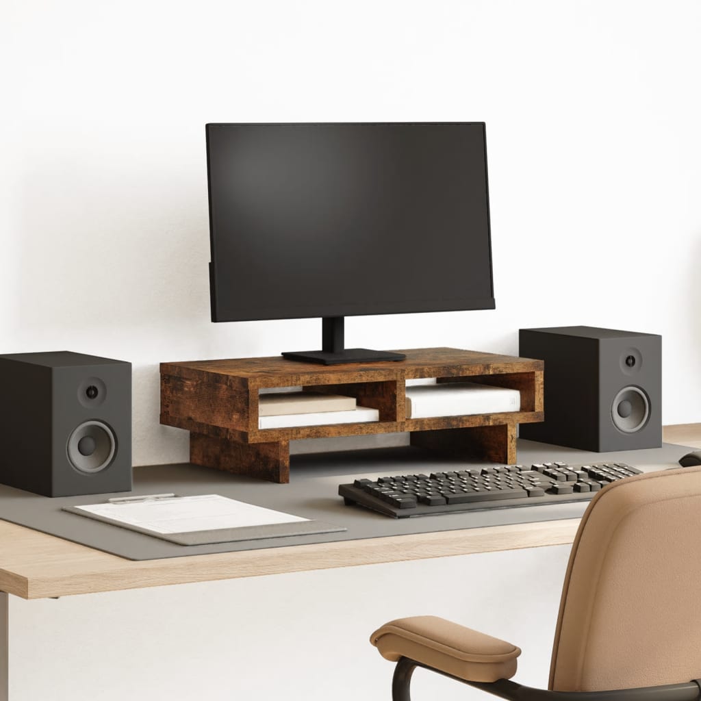 VidaXL Monitorständer 50x27x15 cm, verarbeitetes Holz, Farbe: Geräucherte Eiche