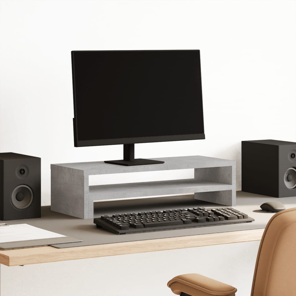 VidaXL Monitorständer 54 x 22 x 15 cm, Holzoptik, Betongrau