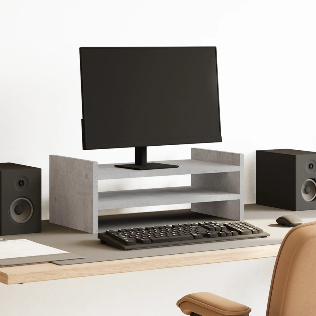 VidaXL Monitorständer 50x27x20 cm, Holzoptik, Betongrau