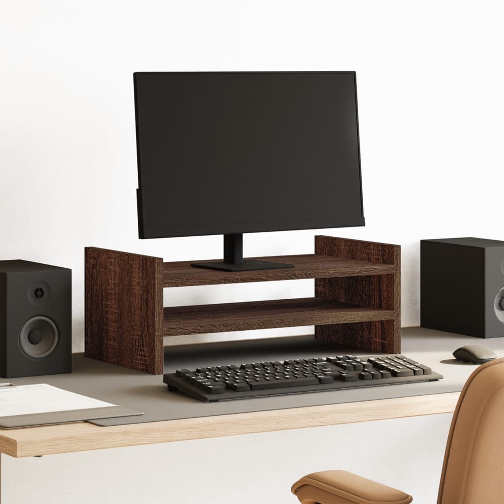 VidaXL Monitorständer 50x27x20 cm, verarbeitetes Holz, braune Eiche