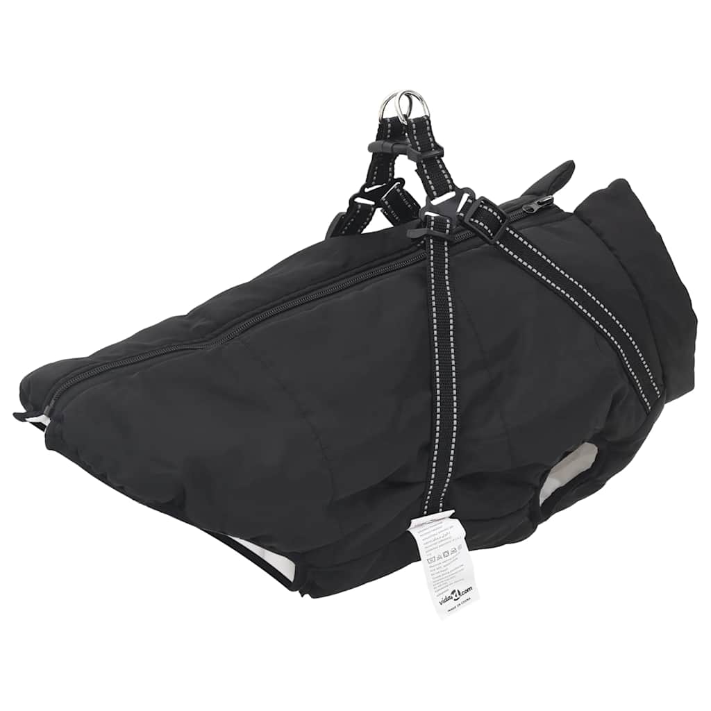 VidaXL Hundemantel mit Geschirr, wasserdicht, reflektierend, schwarz, L52