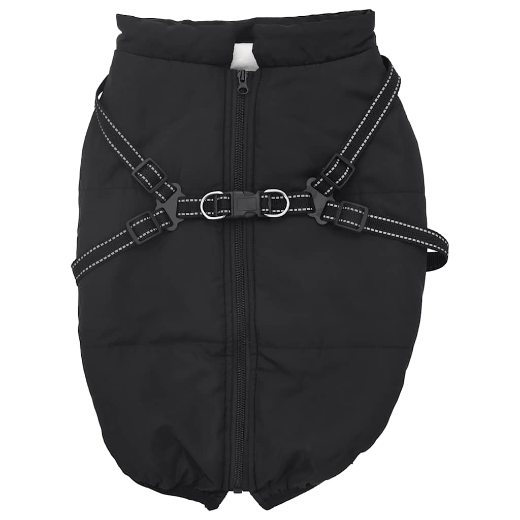 VidaXL Hundemantel mit Geschirr, wasserdicht, reflektierend, schwarz, L52
