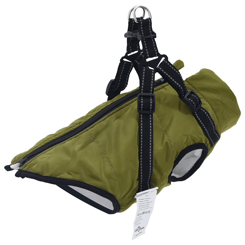 VidaXL Hundemantel mit Geschirr, wasserdicht, reflektierend, Armeegrün, L24