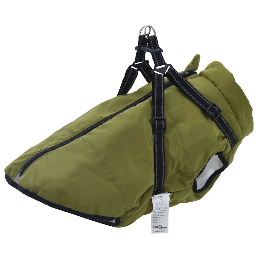 VidaXL Hundemantel mit Geschirr, wasserdicht, reflektierend, Armeegrün L68