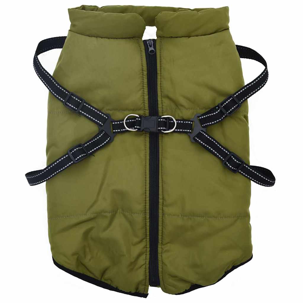 VidaXL Hundemantel mit Geschirr, wasserdicht, reflektierend, Armeegrün L68