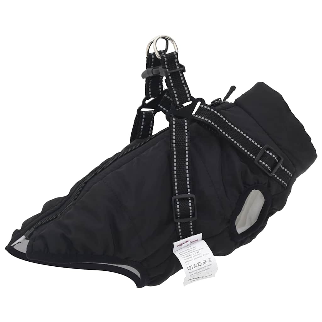 VidaXL Hundemantel mit Geschirr, wasserdicht, reflektierend, schwarz, Größe L24
