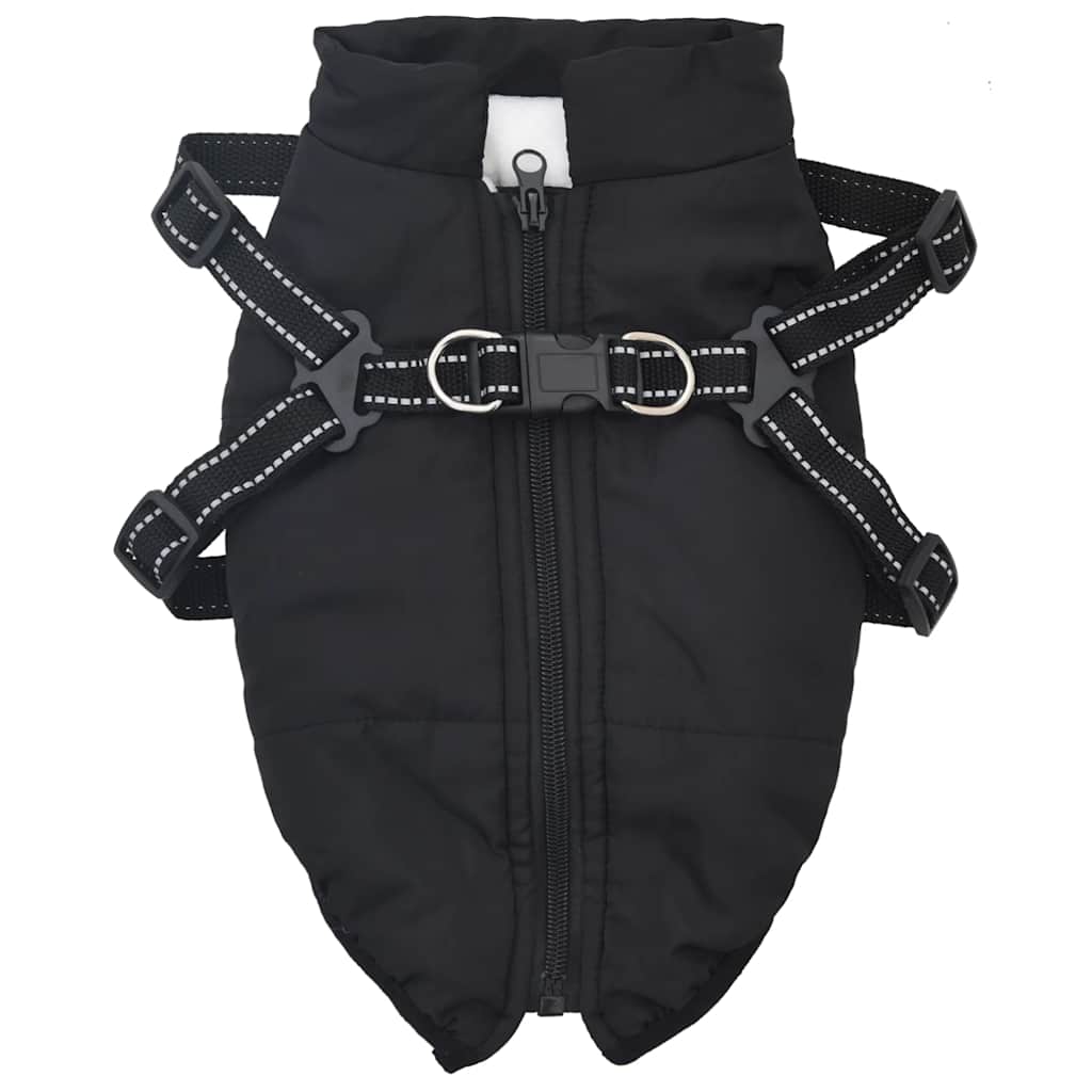 VidaXL Hundemantel mit Geschirr, wasserdicht, reflektierend, schwarz, L28