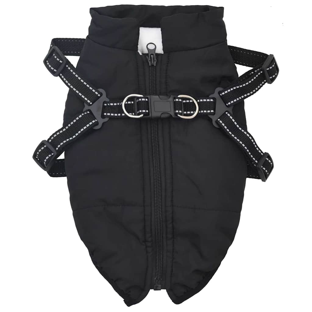 VidaXL Hundemantel mit Geschirr, wasserdicht, reflektierend, schwarz, Größe L40