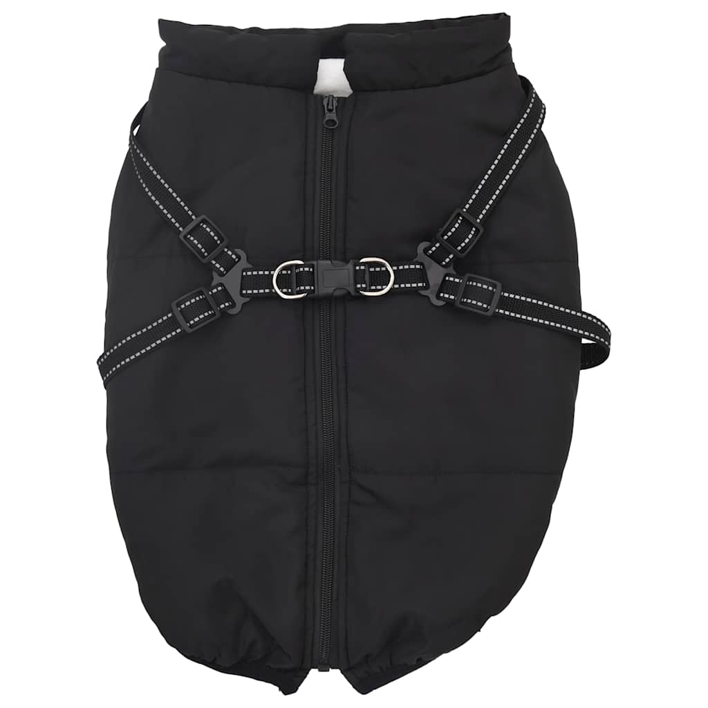 VidaXL Hundemantel mit Geschirr, wasserdicht, reflektierend, schwarz, Größe L44