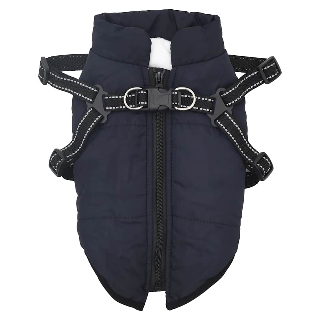 VidaXL Hundemantel mit Geschirr, wasserdicht, reflektierend, marineblau, Größe L24