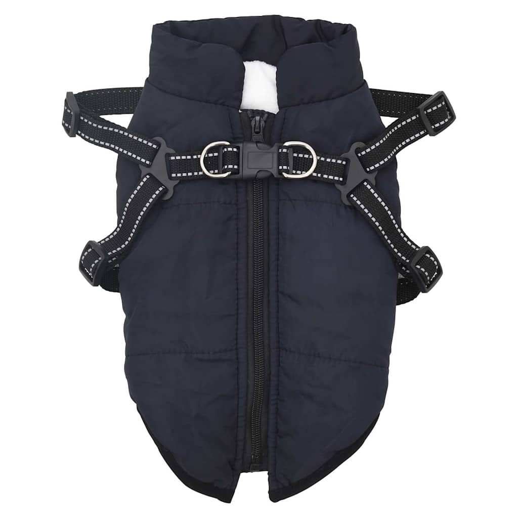 VidaXL Hundemantel mit Geschirr, wasserdicht, reflektierend, marineblau, L28