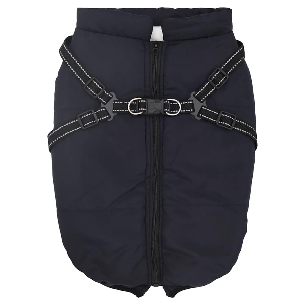 VidaXL Hundemantel mit Geschirr, wasserdicht, reflektierend, marineblau, L68