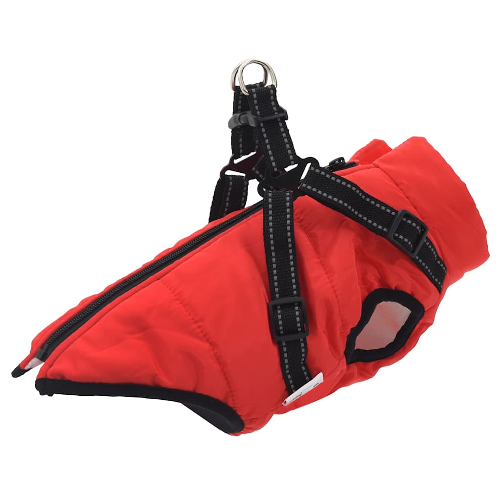 VidaXL Hundemantel mit Geschirr, wasserdicht, reflektierend, rot, Größe L40