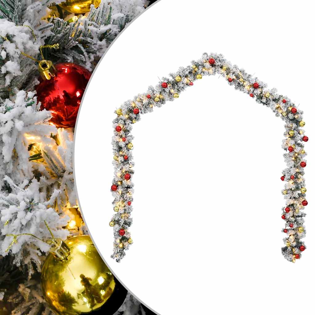 VidaXL Weihnachtsgirlande mit Weihnachtskugeln und LED-Lichtern, 10 m, PVC, grün