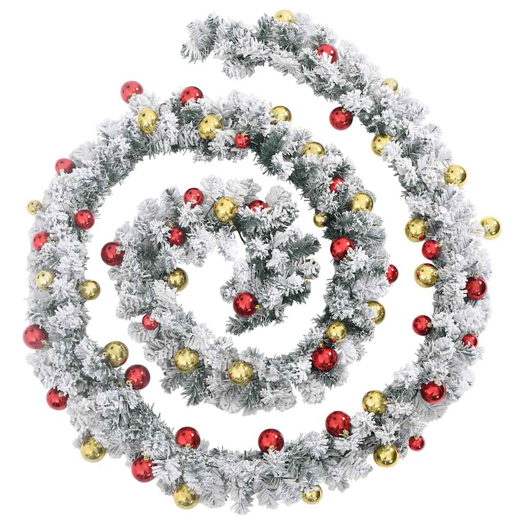VidaXL Weihnachtsgirlande mit Weihnachtskugeln und LED-Lichtern, 10 m, PVC, grün