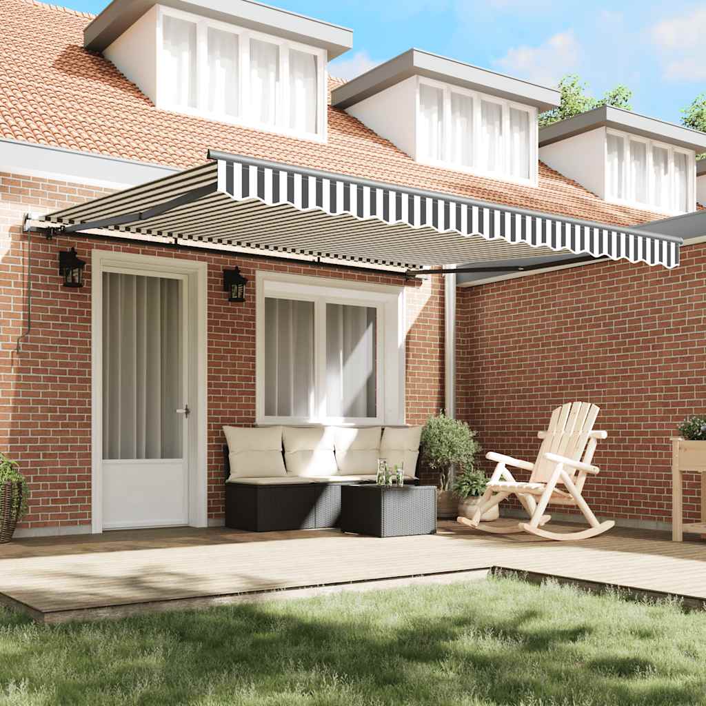 Vidaxl luifel handmatig uittrekbaar 400x300 cm antracietkleurig en wit