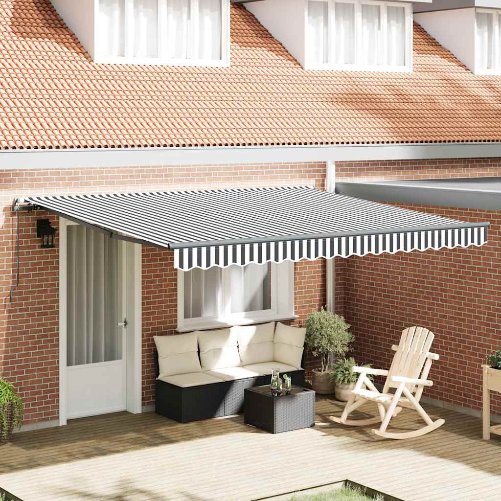 Vidaxl luifel handmatig uittrekbaar 400x300 cm antracietkleurig en wit
