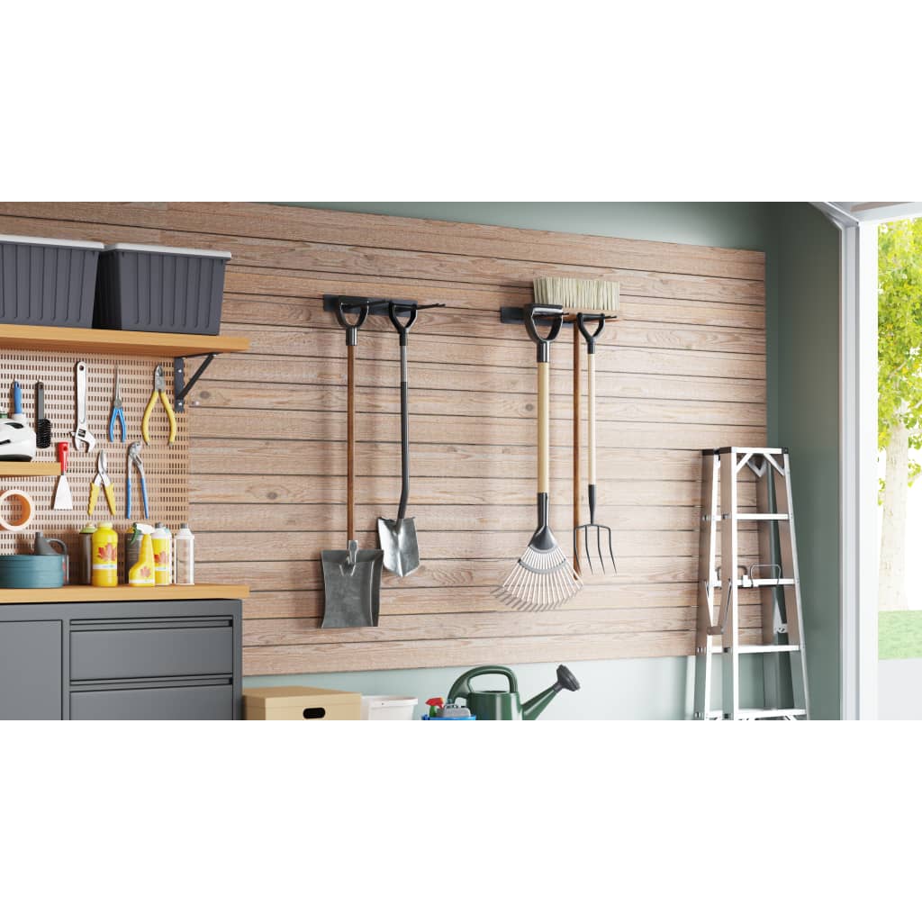 VidaXL Gartengerätehalterungen, 2 Stück, Wandmontage, Stahl, Schwarz