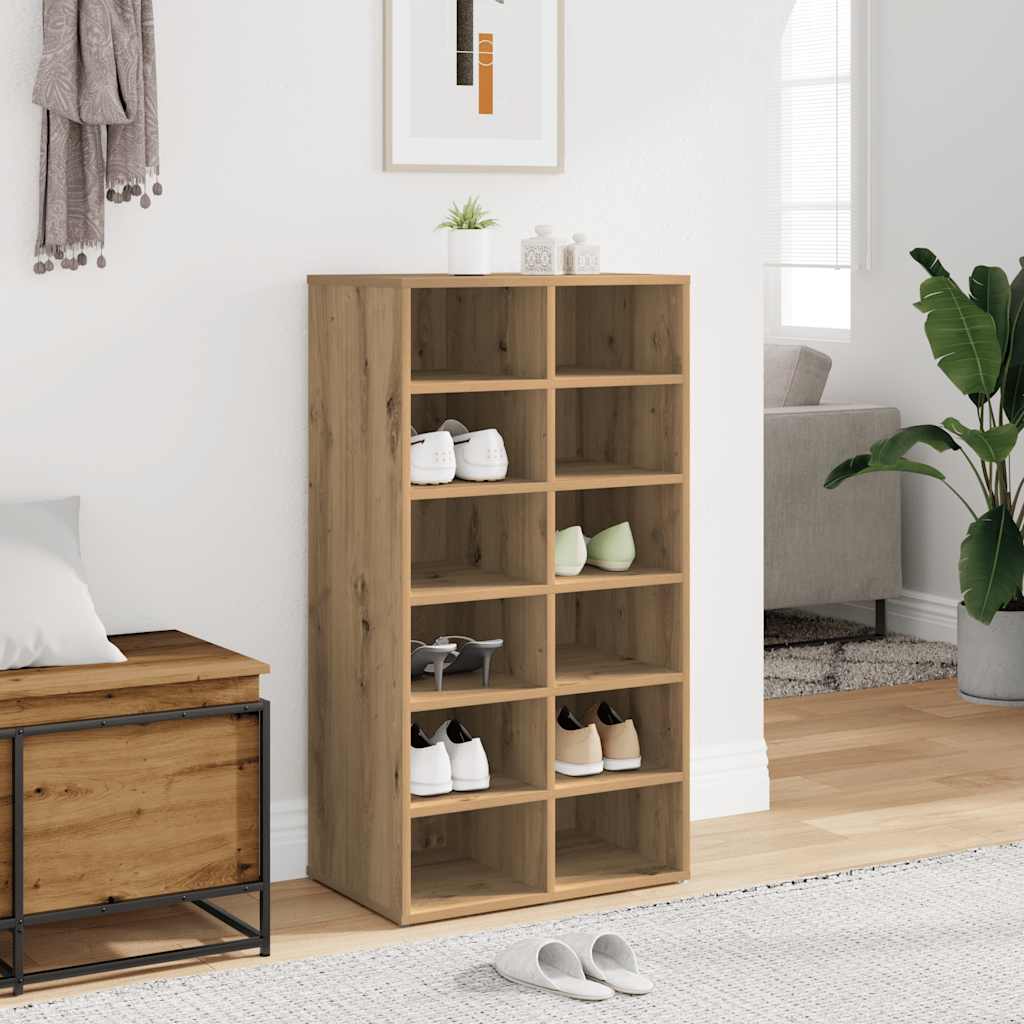 Vidaxl schoenenrek 54x34x100,5 cm bewerkt hout artisanaal eikenkleur