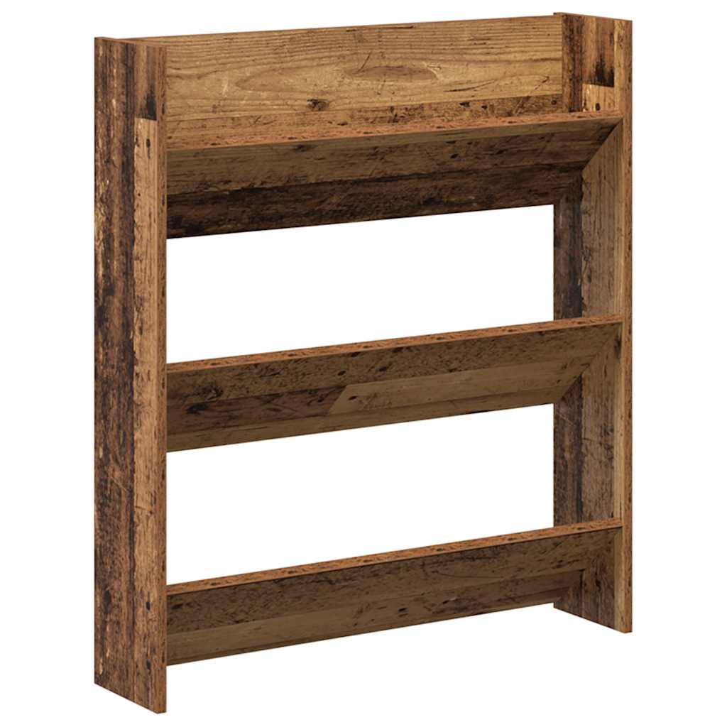 Vidaxl wandschoenenkast 80x18x90 cm bewerkt hout oud houtkleurig