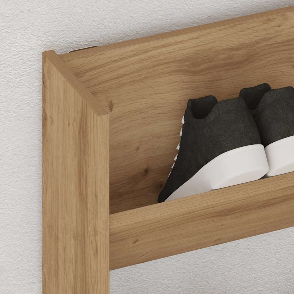 Vidaxl wandschoenenkast 80x18x90 cm bewerkt hout artisanaal eikenkleur