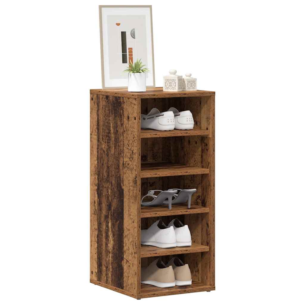 Vidaxl schoenenkast 32x35x70 cm bewerkt hout oud houtkleurig