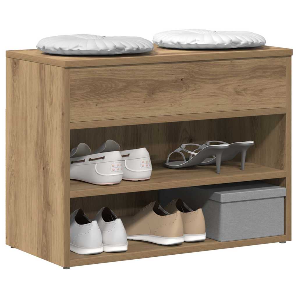 Vidaxl schoenenbankje 60x30x45 cm bewerkt hout artisanaal eikenkleur